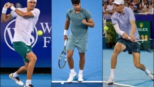 Alexander Zverev, Carlos Alcaraz y Jannik Sinner
