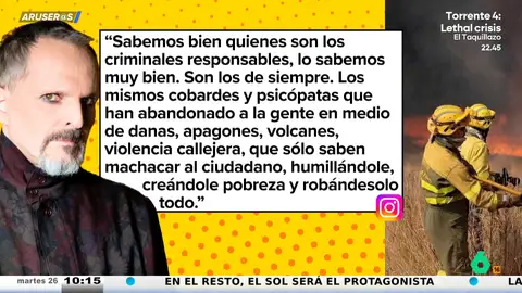 La reacción de Alfonso Arús a las declaraciones de Miguel Bosé sobre los incendios forestales: "Une danas con violencia callejera y volcanes" La reacción de Alfonso Arús a las declaraciones de Miguel Bosé sobre los incendios forestales: "Une danas con violencia callejera y volcanes"