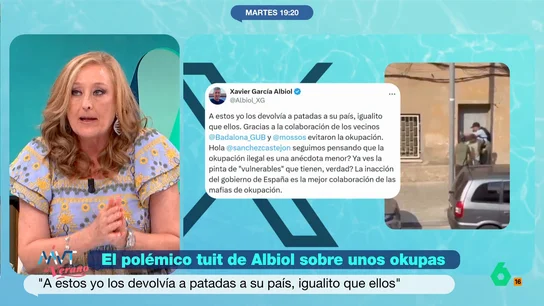 Elisa Beni recomienda a la izquierda preguntar en los barrios por los okupas: "A lo mejor están entregando votos a la ultraderecha" Elisa Beni asegura que los polémicos tuits de Albiol contra la okupación los publica "porque le dan votos". Por ello, recomienda a la izquierda ir a los barrios obreros y preguntar si realmente piensan que tienen un problema.