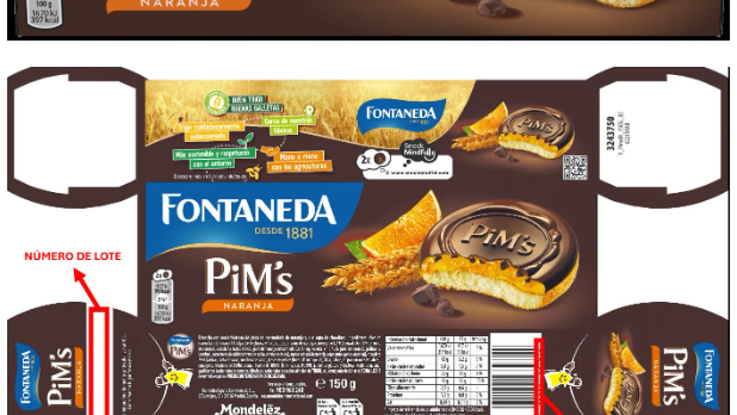 Imagen del envase de las galletas afectadas. Imagen del envase de las galletas afectadas.