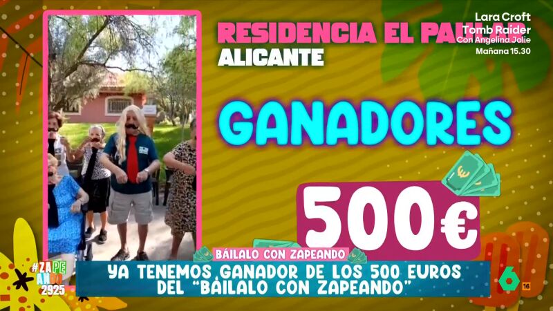 Una residencia de Alicante se lleva 500 euros de 'Báilalo con Zapeando': "Nos vamos a llevar a nuestros abuelitos de excursión"