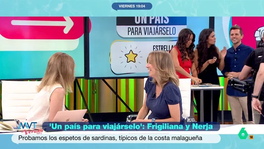 Marina Valdés pide "toallitas" después de comer espetos: "Es por las tertulianas de la mesa que están 'piqui piqui'" María Lamela y Marina Valdés han podido disfrutar de una deliciosa ración de espetos de sardina gracias a Luis Calero y sus ya célebres 'estrellas Calerín'.