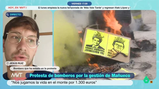 El mensaje de un bombero a Quiñones y Mañueco: "Habría que verles en nuestra piel currando por 1.300 euros y jugándose la vida por una mala gestión" El mensaje de un bombero a Quiñones y Mañueco: "Habría que verles en nuestra piel currando por 1.300 euros y jugándose la vida por una mala gestión"