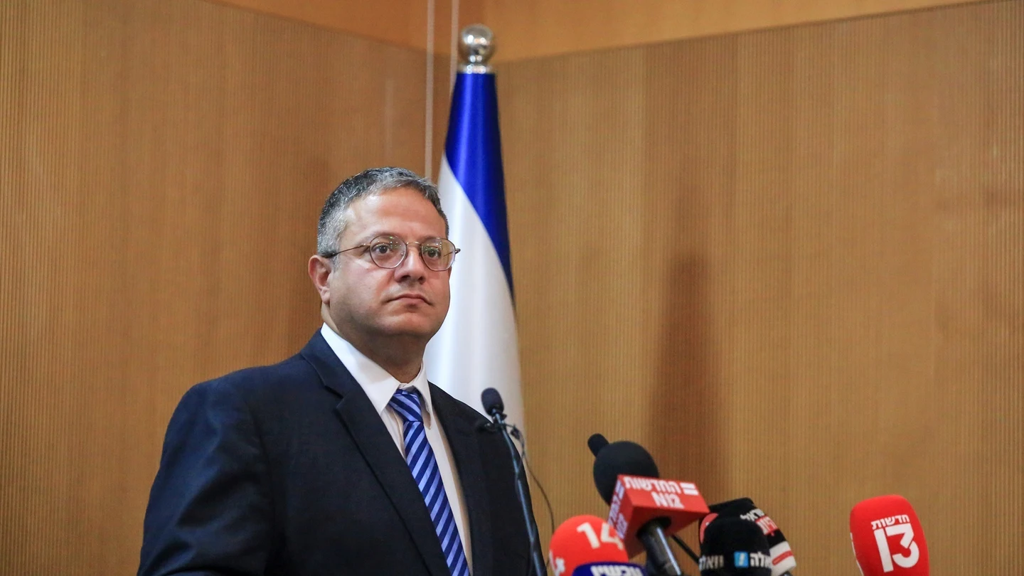 El ministro de Seguridad de Israel, Itamar Ben Gvir, en una foto de 2023. El ministro de Seguridad de Israel, Itamar Ben Gvir, en una foto de 2023.