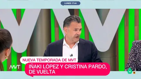 La reacción de Iñaki López al darse cuenta de que no hay ningún festivo hasta diciembre: "¿Pero qué es esto? Elecciones ya" Fiel a su estilo, Iñaki López y Cristina Pardo protagonizan un divertido regreso en la nueva temporada de Más Vale Tarde: "Que no les engañen esas falsas sonrisas, si estamos aquí no es por iniciativa propia", ironiza el presentador.