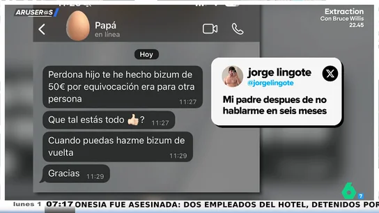 Seis meses sin hablarle a su hijo y le escribe para pedirle que le devuelva el bizum que le ha hecho por error Seis meses sin hablarle a su hijo y le escribe para pedirle que le devuelva el bizum que le ha hecho por error