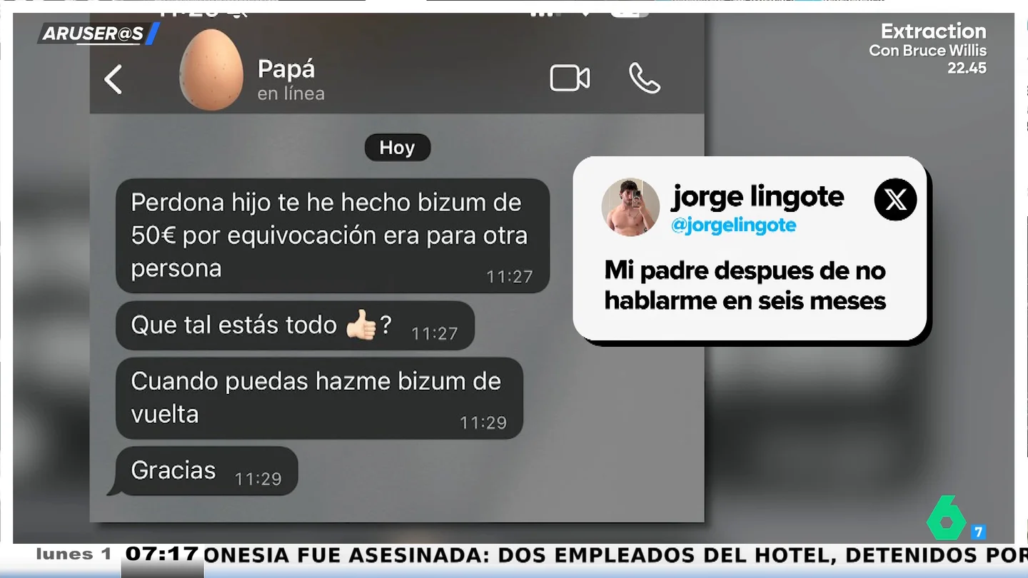 Seis meses sin hablarle a su hijo y le escribe para pedirle que le devuelva el bizum que le ha hecho por error Seis meses sin hablarle a su hijo y le escribe para pedirle que le devuelva el bizum que le ha hecho por error