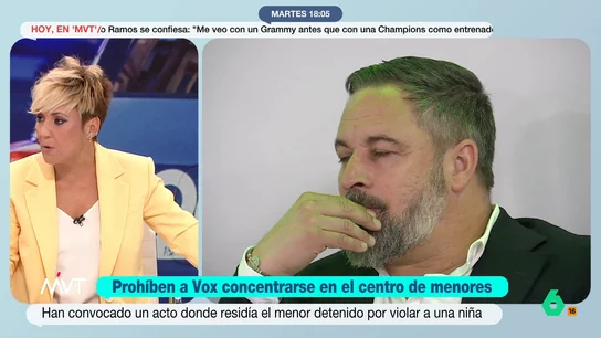 Cristina Pardo, muy crítica con la concentración ilegal frente a un centro de menores: "Es obsceno el oportunismo político de Vox" El partido de ultraderecha ha convocado una concentración frente al centro de menores no acompañados del distrito de Hortaleza. La misma ha sido prohibida por parte de la Delegación de Gobierno.