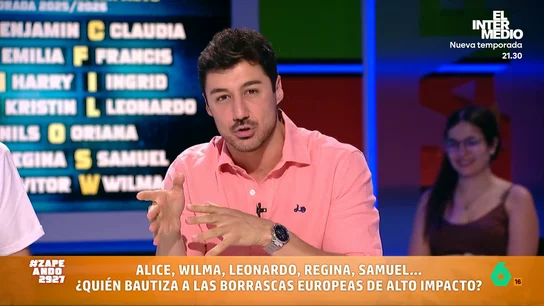 Francisco Cacho desvela los nombres de las borrascas de alto impacto que llegarán este otoño: de 'Benjamín' a 'Wilma' Este 1 de septiembre comenzaba el otoño meteorológico y, por ello, ya se conocen los nombres que llevarán las borrascas de alto impacto de esta temporada. En este vídeo, Cacho los repasa y explica quién son los encargados de nombrarlas.
