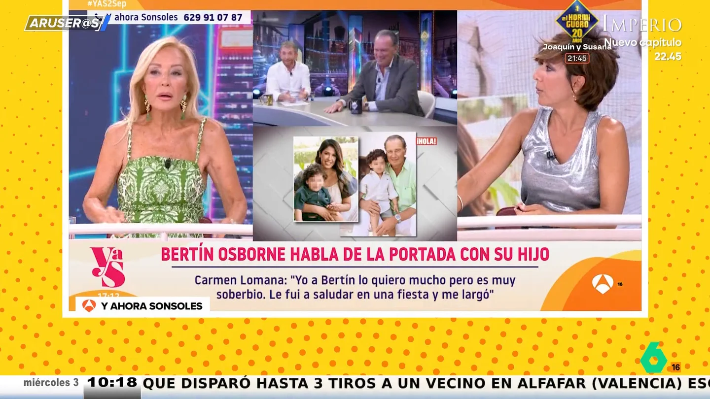 Carmen Lomana llama "impresentable" a su "amigo" Bertín Osborne: "Le fui a saludar en una fiesta y me largó" Carmen Lomana llama "impresentable" a su "amigo" Bertín Osborne: "Le fui a saludar en una fiesta y me largó"