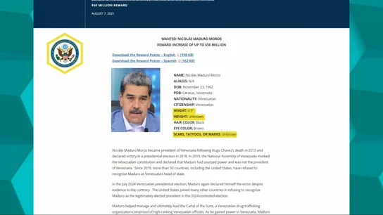 Ficha de Nicolás Maduro como fugitivo de EEUU. Ficha de Nicolás Maduro como fugitivo de EEUU.