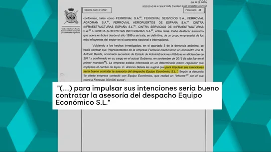 El entonces secretario de Estado de Administraciones Públicas, Antonio Beteta, habría sugerido a las empresas que para lograr sus fines contrataran a la consultora de Montoro. El entonces secretario de Estado de Administraciones Públicas, Antonio Beteta, habría sugerido a las empresas que para lograr sus fines contrataran a la consultora de Montoro.