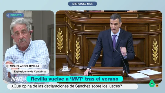 Miguel Ángel Revilla responde a Sánchez tras hablar de los jueces: "Hay que acatar las resoluciones judiciales, nos gusten o no" Miguel Ángel Revilla habla largo y tendido con Iñaki López y Cristina Pardo y, en este vídeo, valora las palabras de Pedro Sánchez sobre los jueces. Asegura que "no son santos", pero que el sistema ofrece "garantías judiciales totales".