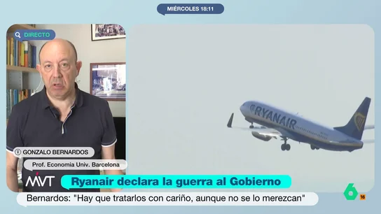 Gonzalo Bernardos critica a Aena por la guerra con Ryanair: "A estas compañías hay que tratarlas con cariño, aunque no lo merezcan" Gonzalo Bernardos valora la decisión de Ryanair de recortar sus vuelos a España y avisa que la subida de las tasas aeroportuarias por parte de Aena afectará sobre todo a la España vaciada: "Me parece un grave error".