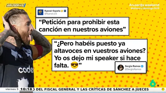 Ryanair se burla de la canción de Sergio Ramos y el futbolista responde: "¿Pero habéis puesto ya altavoces en vuestros aviones?" Ryanair se burla de la canción de Sergio Ramos y el futbolista responde: "¿Pero habéis puesto ya altavoces en vuestros aviones?"