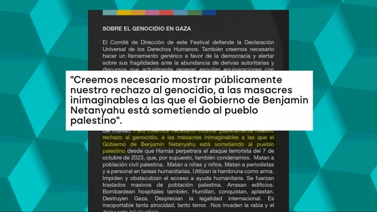 Comunicado del Festival Internacional de Cine de San Sebastián contra el genocidio en Gaza Comunicado del Festival Internacional de Cine de San Sebastián contra el genocidio en Gaza