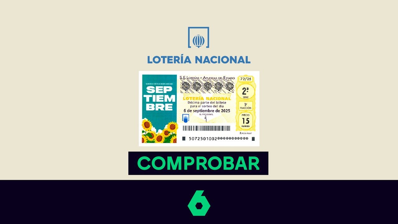 Lotería Nacional de hoy | Comprueba el resultado del sábado 6 de septiembre de 2025