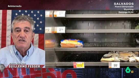Guillermo Fesser habla del descontento en EEUU por los precios disparados: "Se queja todo el mundo, republicanos, demócratas..." Guillermo Fesser analiza en El Intermedio la difícil situación de los estadounidenses, con la mayor subida de precios en la lista de la compra de los últimos tres años por culpa de la política arancelaria de Donald Trump.