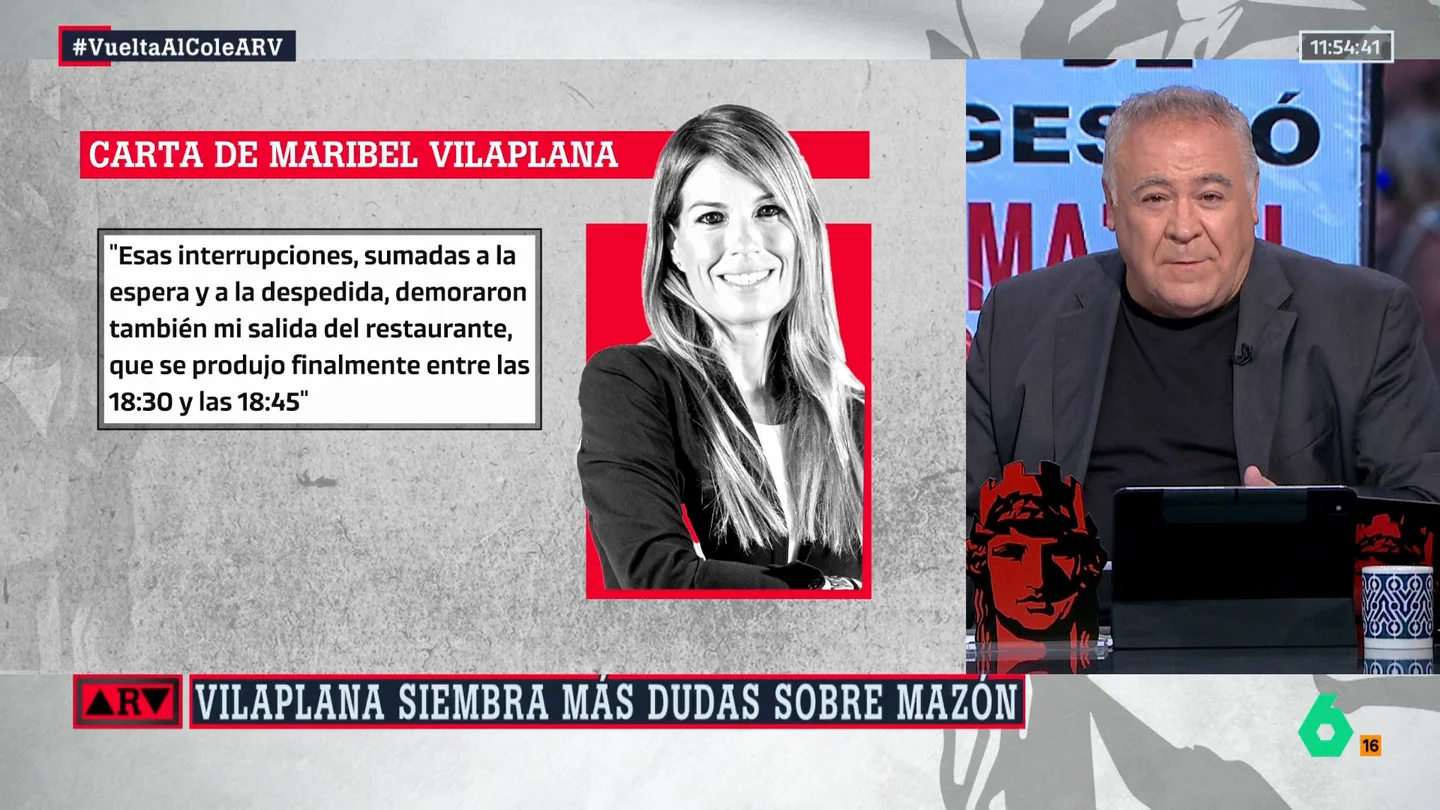 Ferreras, sobre la carta de Maribel Vilaplana: "Que Mazón es un mentiroso lo sabemos todos, pero Vilaplana deja muy claro que es un gran mentiroso" Ferreras, sobre la carta de Maribel Vilaplana: "Que Mazón es un mentiroso lo sabemos todos, pero Vilaplana deja muy claro que es un gran mentiroso"