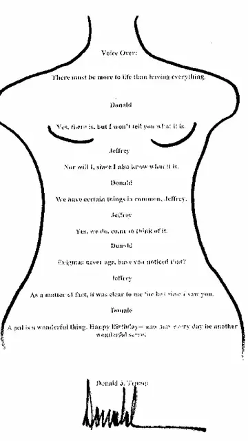 Imagen de la carta que Trump le escribió a Epstein por su cumpleaños Imagen de la carta que Trump le escribió a Epstein por su cumpleaños