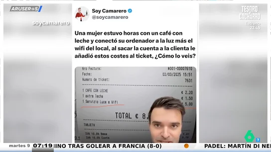 Cobran suplemento de luz y wifi a una mujer que estuvo varias horas con su ordenador y un café en un bar Cobran suplemento de luz y wifi a una mujer que estuvo varias horas con su ordenador y un café en un bar