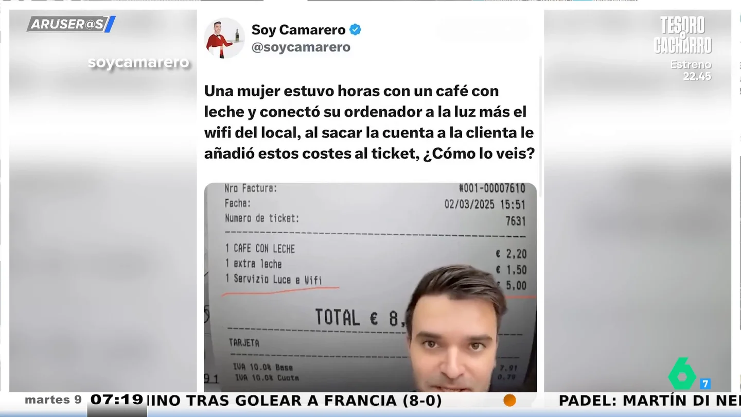 Cobran suplemento de luz y wifi a una mujer que estuvo varias horas con su ordenador y un café en un bar Cobran suplemento de luz y wifi a una mujer que estuvo varias horas con su ordenador y un café en un bar