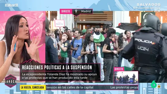Ana Martín acusa al Gobierno de alentar las protestas propalestinas en La Vuelta: "Están azuzando" Ana Martín acusa al Gobierno de alentar las protestas propalestinas en La Vuelta: "Están azuzando"