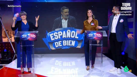 Del "chulo de putas" de Abascal a Sánchez al "gentuza" de Alfonso Serano: ¿Español de bien o violencia política? Thais Villas presenta y Cristina Gallego y Dani Mateo concursan en 'Español de bien o violencia política', un programa que analiza las declaraciones de Abascal, Pedro Sánchez, Yolanda Díaz y Alfonso Serrano.