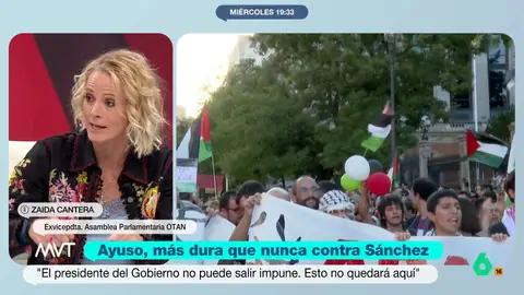 Zaida Cantera, sobre los ataques de Alfonso Serrano a los manifestantes propalestinos: "Es el nuevo 'Que te vote Txapote'" Zaida Cantera reflexiona en este vídeo sobre el duro discurso contra el Gobierno del PP madrileño, donde Ayuso asegura que Sánchez "utiliza a la kale borroka" y Alfonso Serrano llama "gentuza" a los manifestantes propalestina.