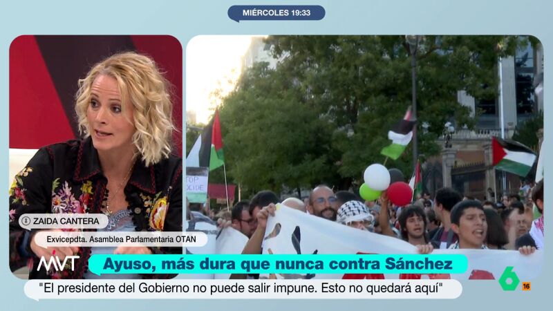 Zaida Cantera, sobre los ataques de Alfonso Serrano a los manifestantes propalestinos: "Es el nuevo 'Que te vote Txapote'"