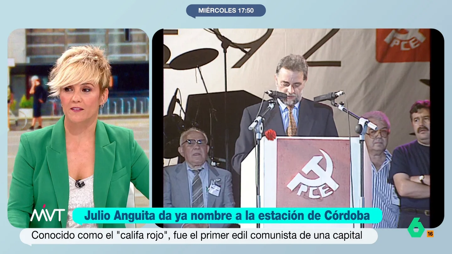 La reacción de Cristina Pardo al oír un discurso de Julio Anguita: "Es que ahora estamos en la fruta" A propósito del homenaje a Julio Anguita en Córdoba, al poner su nombre a la estación del AVE, Más Vale Tarde recuerda algunos de sus discursos, entre ellos uno donde demuestra que "era mejor rapsoda que Paco Valladares".