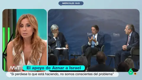"Lo que diga Aznar me sobra": Carmen Morodo, tajante al oír a Aznar justificando el genocidio de Israel en Gaza "Lo que diga Aznar me sobra": Carmen Morodo, tajante al oír a Aznar justificando el genocidio de Israel en Gaza