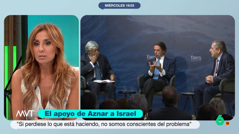 "Lo que diga Aznar me sobra": Carmen Morodo, tajante al oír a Aznar justificando el genocidio de Israel en Gaza