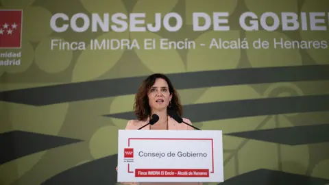 La presidenta de la Comunidad de Madrid, Isabel Díaz Ayuso, durante una rueda de prensa posterior a la reunión del Consejo de Gobierno La presidenta de la Comunidad de Madrid, Isabel Díaz Ayuso, durante una rueda de prensa posterior a la reunión del Consejo de Gobierno