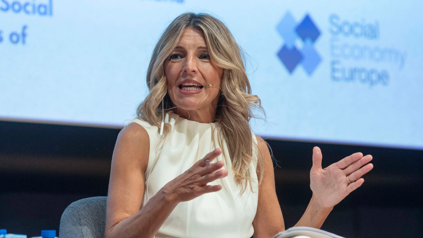 La vicepresidenta segunda y ministra de Trabajo y Economía Social, Yolanda Díaz durante su intervención en la Semana Europea de la Economía Social La vicepresidenta segunda y ministra de Trabajo y Economía Social, Yolanda Díaz durante su intervención en la Semana Europea de la Economía Social