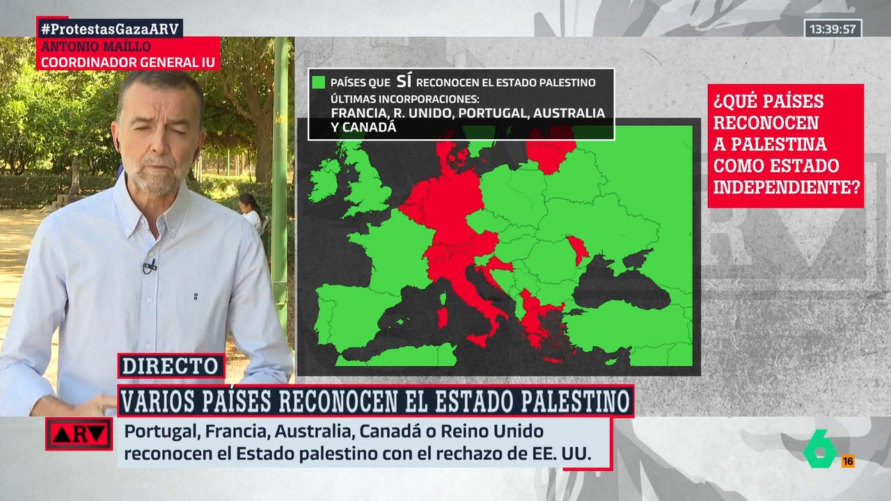 Antonio Maíllo (IU) asegura que la continuidad del Gobierno depende de Gaza: "El genocidio va a determinar el futuro de la legislatura"