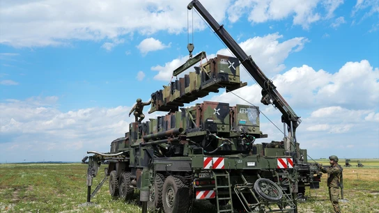 Imagen de archivo de un sistema de defensa antiaérea Patriot. Imagen de archivo de un sistema de defensa antiaérea Patriot.