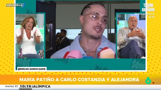 María Patiño, sobre Alejandra Rubio y Carlo Costanzia: "Son unos niñatos que no tienen oficio ni beneficio" María Patiño, sobre Alejandra Rubio y Carlo Costanzia: "Son unos niñatos que no tienen oficio ni beneficio"