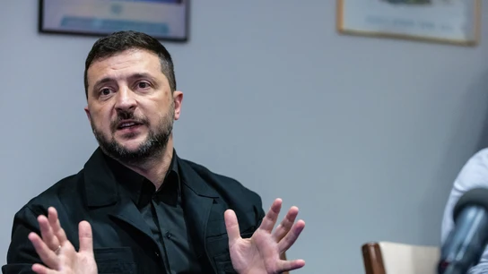 El presidente de Ucrania, Volodímir Zelenski, durante una comparecencia El presidente de Ucrania, Volodímir Zelenski, durante una comparecencia
