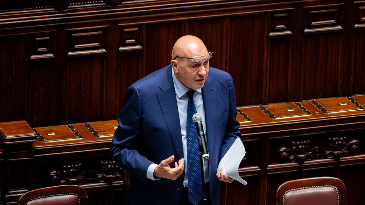 El ministro Guido Crosetto durante su comparecencia en la Cámara de los diputados en relación a la Flotilla.