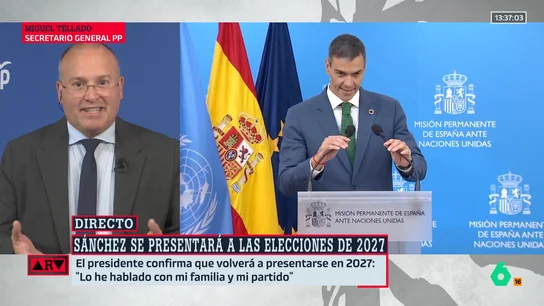 Tellado responde a Sánchez tras confirmar su candidatura en 2027: "Necesita estar aforado, tiene miedo a la justicia" Tellado responde a Sánchez tras confirmar su candidatura en 2027: "Necesita estar aforado, tiene miedo a la justicia"