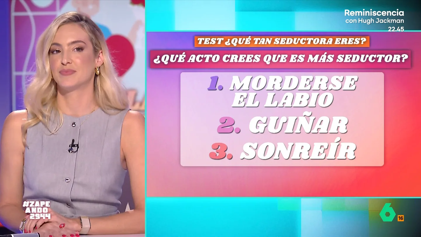 El test de Raquel Perera a Isabel Forner para saber si es buena seductora: "¿Cómo sueles ligar al chico que te gusta?" ¿Cómo es la mirada de Isabel Forner? ¿Qué acto cree que es más seductor? ¿Qué es lo más importante para gustarle a alguien? En este vídeo, la zapeadora responde a las preguntas de Raquel Perera para saber si se le da bien seducir.