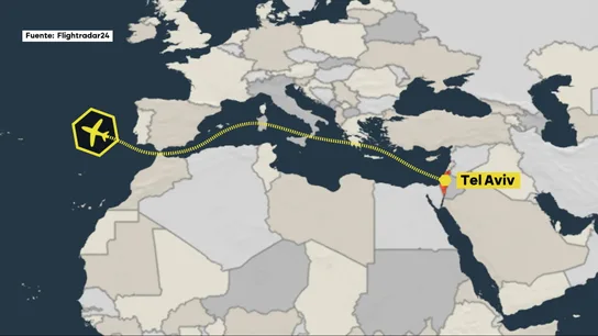 La ruta aérea del avión de Benjamin Netanyahu en su camino hacia Nueva York La ruta aérea del avión de Benjamin Netanyahu en su camino hacia Nueva York