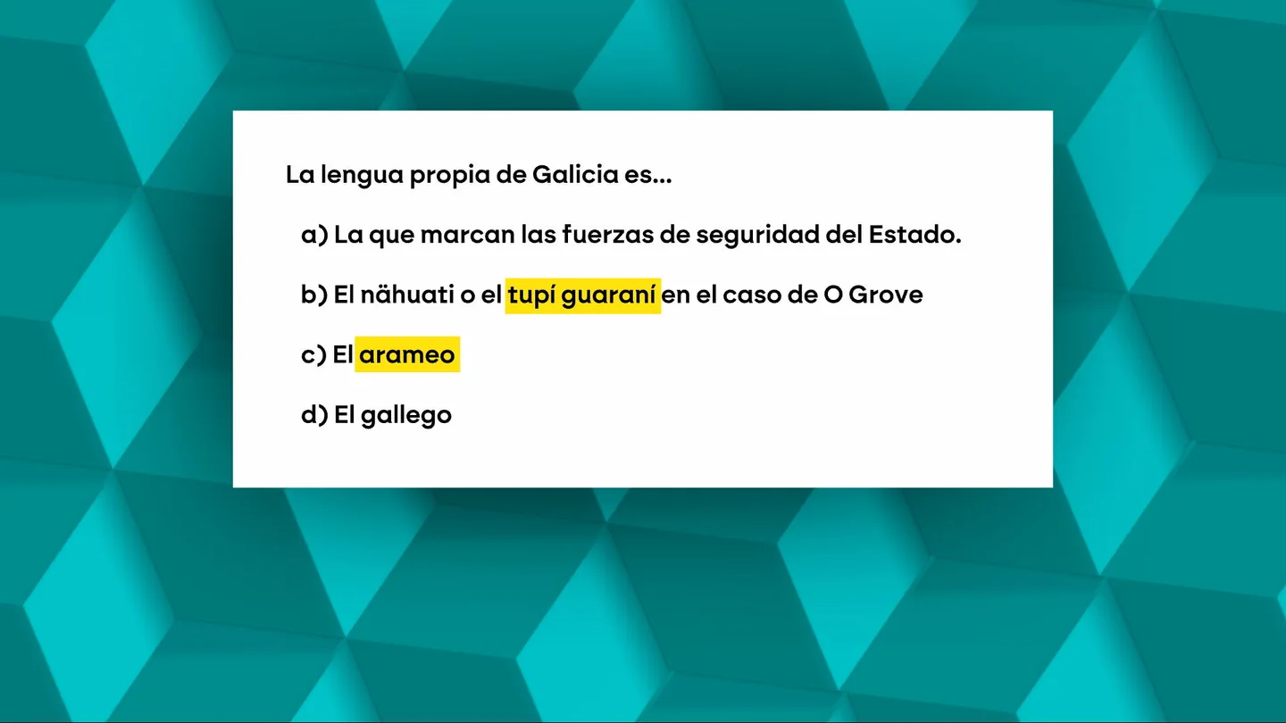 Las surrealistas preguntas de un examen de oposición en Cangas de Morrazo: "La lengua propia de Galicia es..." Las surrealistas preguntas de un examen de oposición en Cangas de Morrazo: "La lengua propia de Galicia es..."