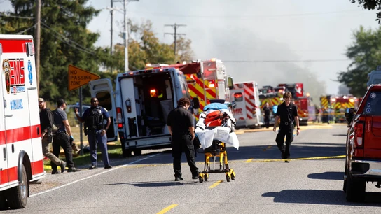 Inmediaciones de la iglesia en la que se ha originado un incendio tras un tiroteo masivo, en Michigan. Inmediaciones de la iglesia en la que se ha originado un incendio tras un tiroteo masivo, en Michigan.