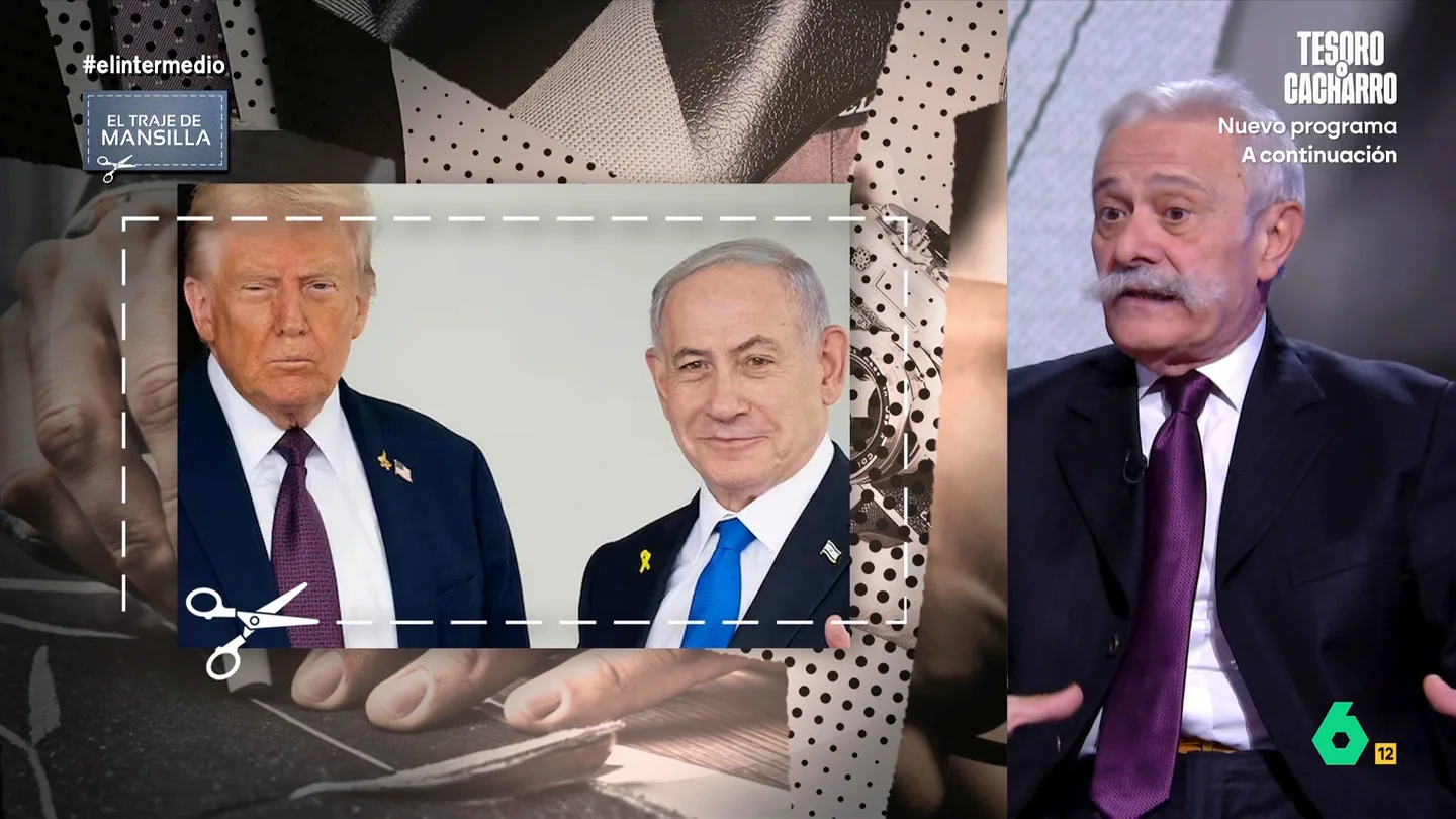 Pedro Mansilla, sobre el pin de un F-22 de Trump: "Es una pasada, una cierta arrogancia" El crítico de moda ha analizado varias fotografías que ilustran la reunión que han tenido Benjamín Netanyahu y Donald Trump en la Casa Blanca. Mansilla no ha dudado en señalar los errores de estilismo de ambos mandatarios.