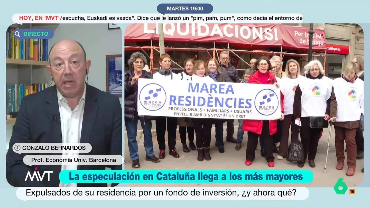 Gonzalo Bernardos, sobre el problema de la vivienda en Barcelona: "No se protesta donde se debe sino donde interesa a algunos" El economista analiza la situación de la vivienda en la ciudad condal después de que un grupo de ancianos hayan sido expulsados de su residencia por el fondo de inversión que ha comprado el edificio.
