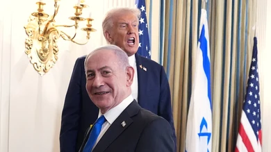 Donald Trump habla acompañado de un sonriente Benjamin Netanyahu en la Casa Blanca Donald Trump habla acompañado de un sonriente Benjamin Netanyahu en la Casa Blanca
