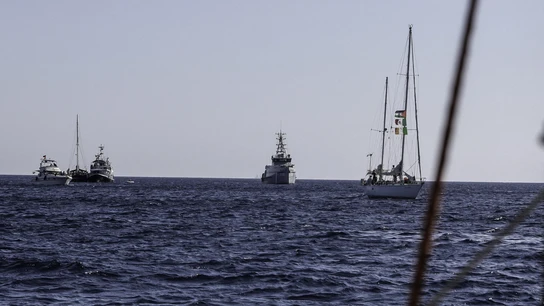 La Flotilla, a su paso frente a la costa de Grecia La Flotilla, a su paso frente a la costa de Grecia