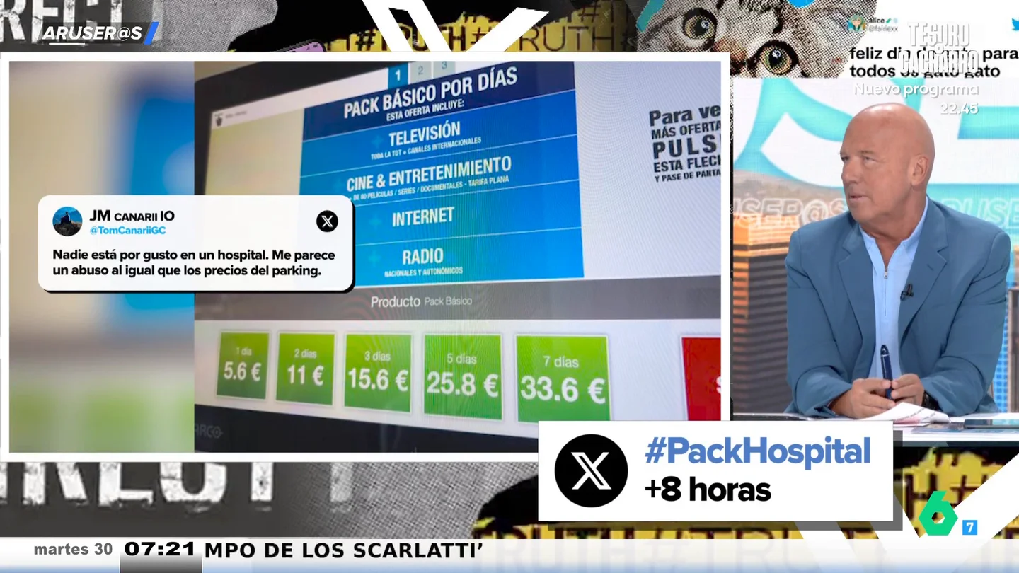 Alfonso Arús denuncia los precios abusivos de la televisión y el parking en los hospitales: "Bastante tienes ya como para que te claven con esto" Alfonso Arús denuncia los precios abusivos de la televisión y el parking en los hospitales: "Bastante tienes ya como para que te claven con esto"